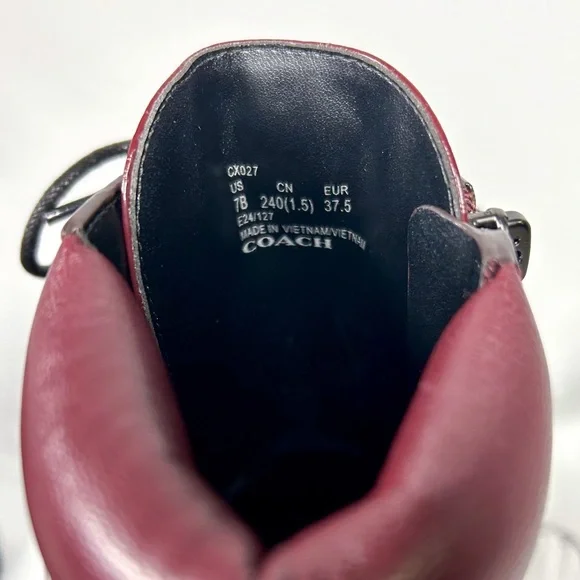 COACH ‘Leighton’ Lace-up Combat Boots in Burgundy - Picture 7 of 8